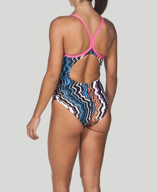 Abbigliamento Nuoto Donna Arena Zig Zag Light Drop Back - Maxlife Nere Rosa | 82973XMYK