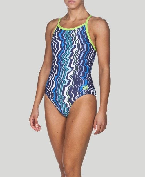 Abbigliamento Nuoto Donna Arena Zig Zag Light Drop Back - Maxlife Blu Reale | 68902PMAC