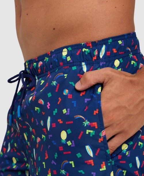 Biancheria Intima Uomo Arena Allover Beach Boxer Blu Marino Colorate | 13678JILS