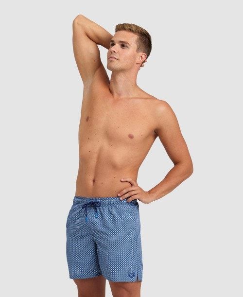 Biancheria Intima Uomo Arena Allover Beach Boxer Grigie Blu Colorate | 87261ZBFI