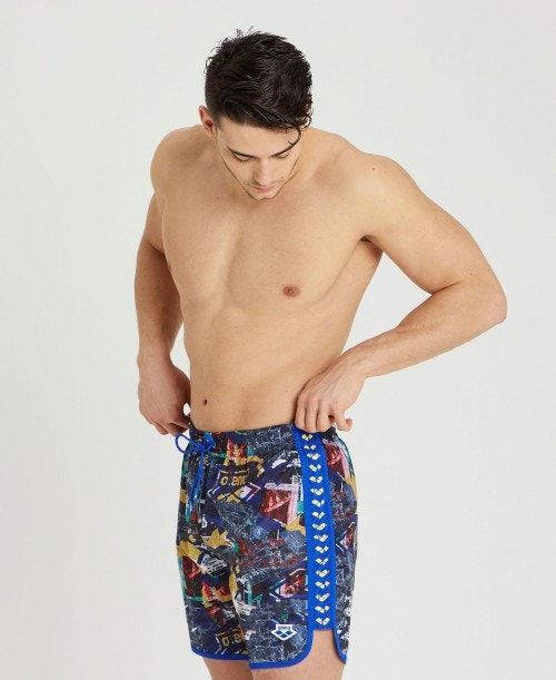 Biancheria Intima Uomo Arena Icons Allover Print Beach Boxer Blu Colorate Blu | 62084YPEQ