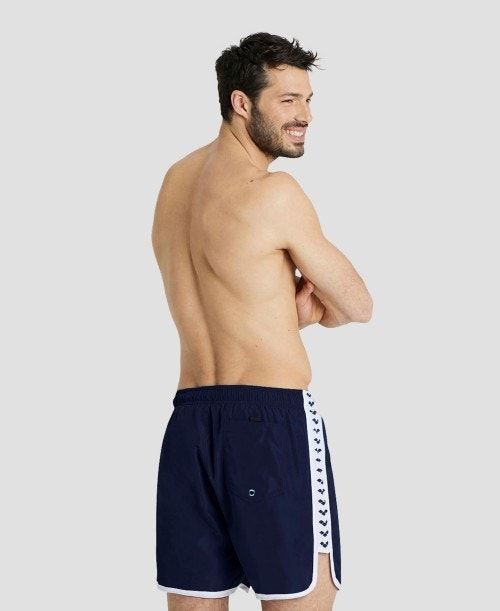 Biancheria Intima Uomo Arena Icons Team Stripe Boxer Blu Marino Bianche | 18729IBSO