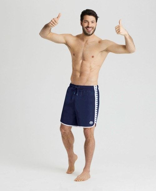 Biancheria Intima Uomo Arena Icons Team Stripe Boxer Blu Marino Bianche | 18729IBSO