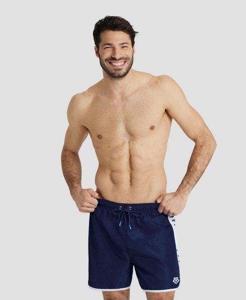 Biancheria Intima Uomo Arena Icons Team Stripe Boxer Blu Marino Bianche | 18729IBSO