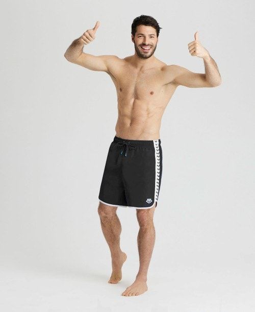 Biancheria Intima Uomo Arena Icons Team Stripe Boxer Nere Bianche | 93142YEHD