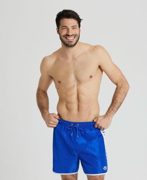 Biancheria Intima Uomo Arena Icons Team Stripe Boxer Blu Bianche | 39652HOTC