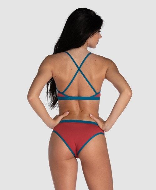 Bikini Donna Arena Icons Solid Cross Back Bikini Rosse Blu | 65378REHO