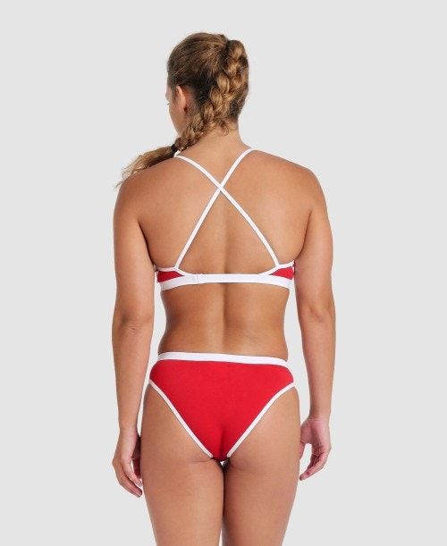 Bikini Donna Arena Icons Solid Cross Back Bikini Rosse Bianche | 45012SIPT