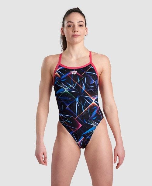 Body Donna Arena Allover Challenge Back One Piece Nere Colorate Rosa | 93160VAZE