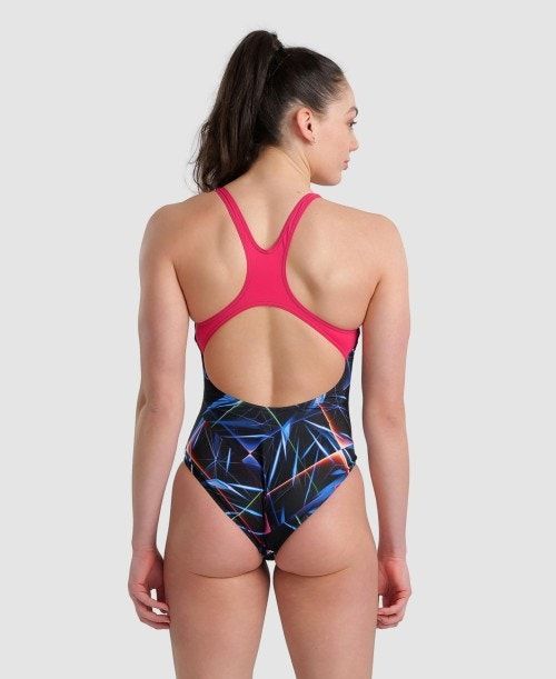 Body Donna Arena Allover Pro Back One Piece Nere Colorate Rosa | 83016PUMR