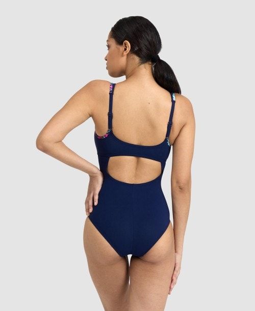 Body Donna Arena Bodylift Francy Panel Strap Back One Piece Blu Marino Rosa Colorate | 73592AKWM