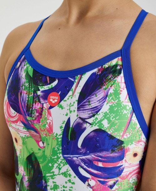 Body Donna Arena Crazy Allover Print Xcross Back One Piece Blu Colorate | 94830RXZU