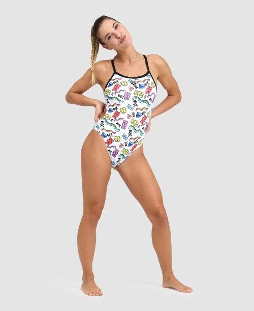 Body Donna Arena Crazy Challenge Back One Piece Nere Bianche Colorate | 48156CSRY