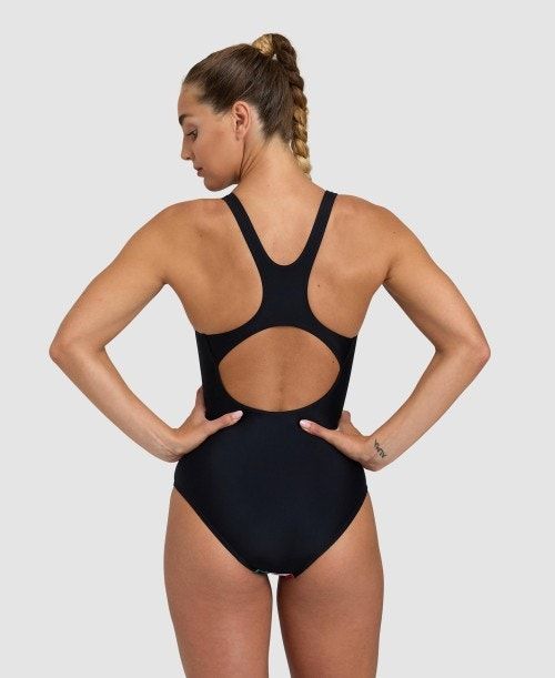 Body Donna Arena Flower Control Back One Piece Nere Nere Colorate | 86917PASL