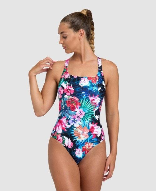 Body Donna Arena Flower Control Back One Piece Nere Nere Colorate | 86917PASL