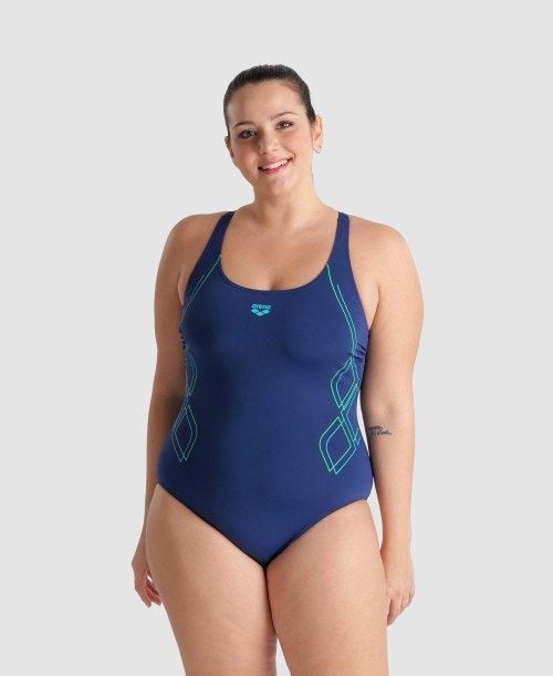 Body Donna Arena Graphic V Back Plus One Piece Blu Marino | 60748GUDS