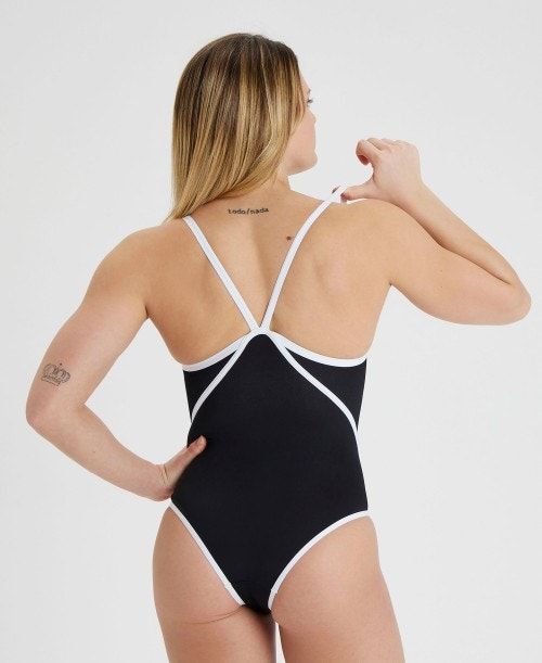 Body Donna Arena Icons Solid Super Free Back One Piece Nere Bianche | 94325MBPT