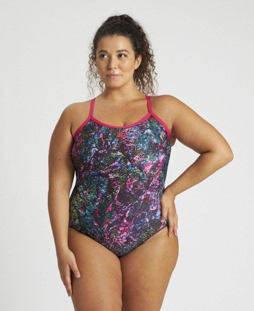 Body Donna Arena Mountains Texture Light Drop Back One Piece Plus Rosa Colorate | 19854WKNP