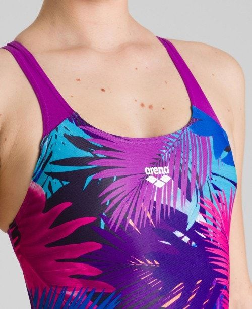 Body Donna Arena Palm Print Swim Pro Back One Piece Colorate | 51697OMYR