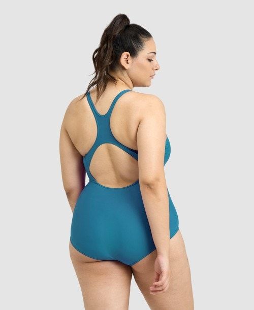 Body Donna Arena Solid Control Pro Back Plus One Piece Verde Acqua Profondo | 73260JNXQ