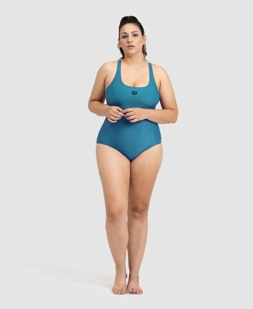 Body Donna Arena Solid Control Pro Back Plus One Piece Verde Acqua Profondo | 73260JNXQ