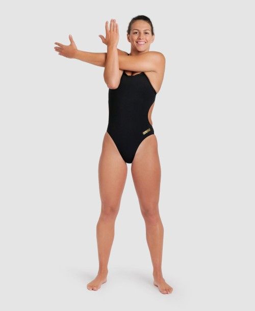 Body Donna Arena Team Challenge Back One Piece Nere Oro | 95234AEYN