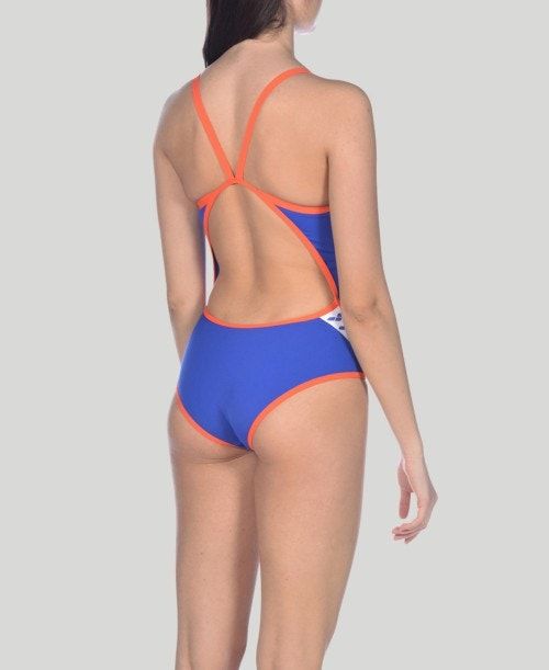 Body Donna Arena Team Stripe Super Fly Back One Piece Blu Rosa | 58364ABKH