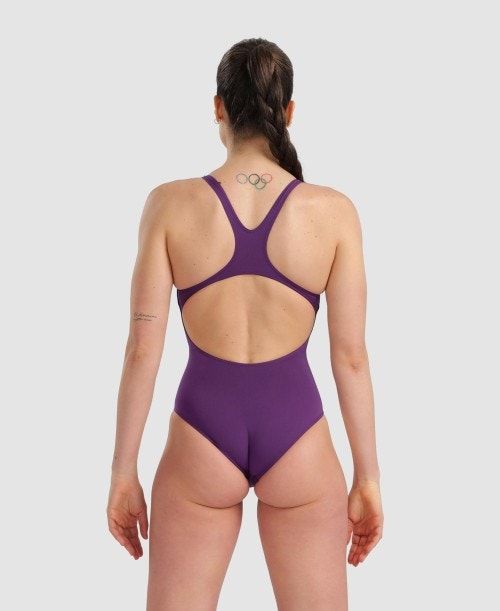 Body Donna Arena Team Swim Pro Solid One Piece Viola Bianche | 49265YACK