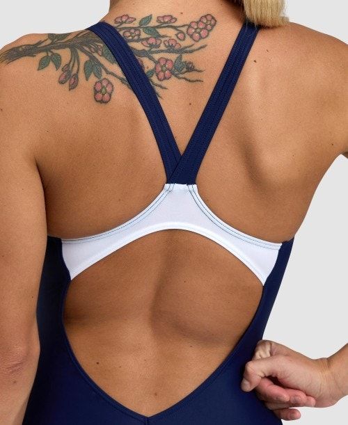 Body Donna Arena Threefold V Back One Piece Blu Marino Blu Bianche | 40863VSIL