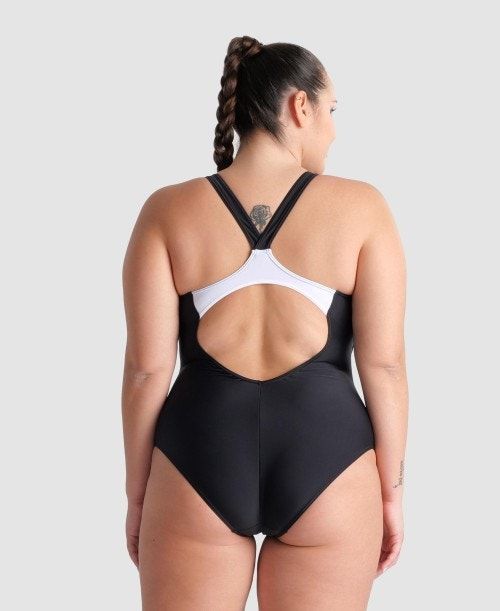 Body Donna Arena Threefold V Back Plus One Piece Nere Bianche | 82310FPYS