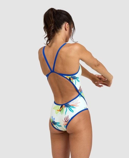 Body Donna Arena Toucan Super Fly Back One Piece Blu Bianche Colorate | 25491KIVB