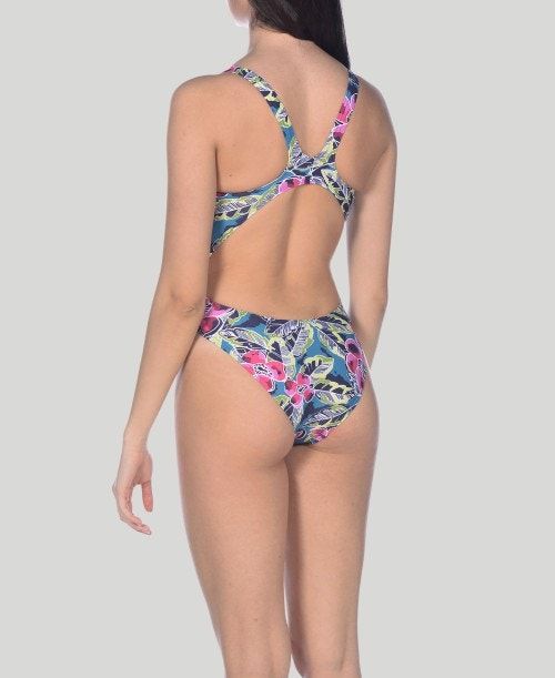 Body Donna Arena Tropical Sketch Swim Tech One Piece Verdi Colorate | 28175NPVB