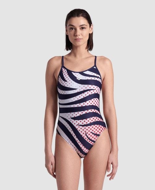 Costume da Bagno Donna Arena Multi Stripes Lace Back Swimsuit Colorate | 16083BWPU