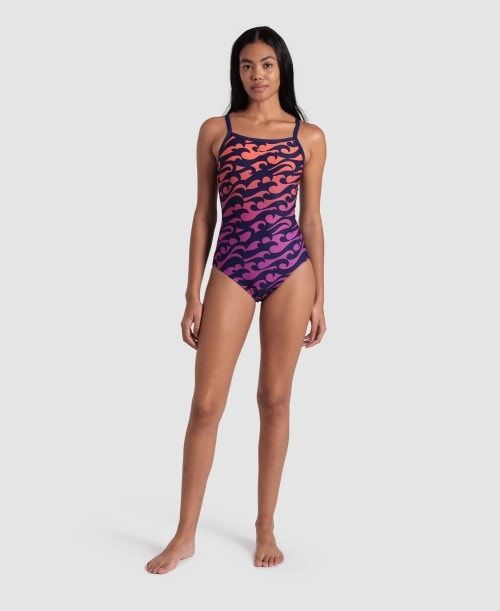 Costume da Bagno Donna Arena Surfs Up Light Drop Back Swimsuit Colorate | 02657PCIY