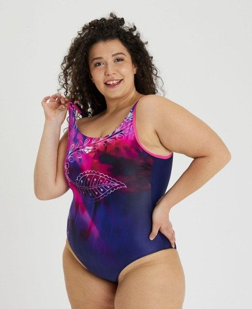 Costume da Bagno Donna Arena U Back Placement Plus Swimsuit Blu Marino Rosa Colorate | 08327EQZH