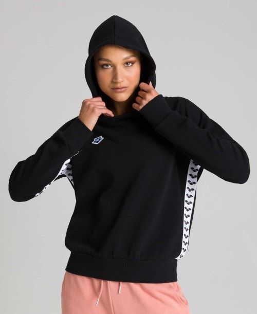 Felpa con Cappuccio Donna Arena Team Hoodie Nere Bianche Nere | 68370HAKO