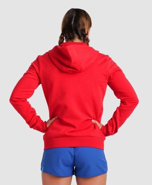 Giacche Donna Arena Team Hooded Jacket Panel Rosse | 73642BXZR