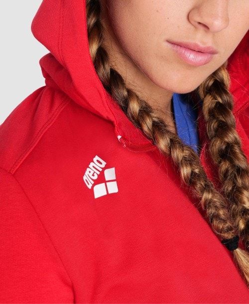 Giacche Donna Arena Team Hooded Jacket Panel Rosse | 73642BXZR