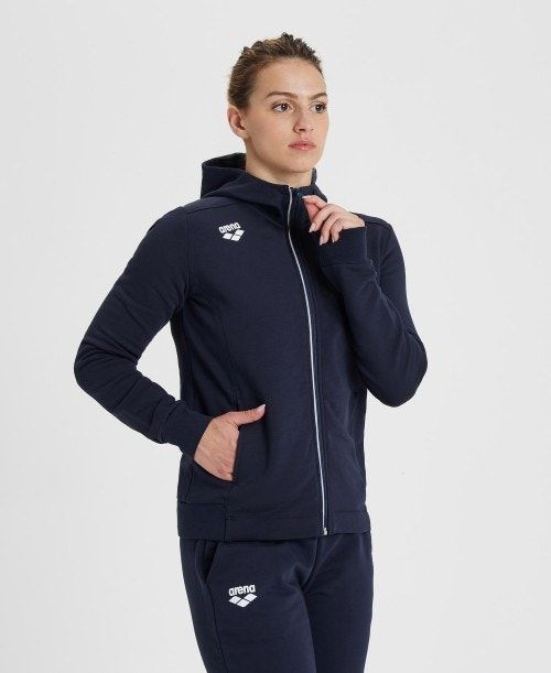 Giacche Donna Arena Team Hooded Jacket Panel Blu Marino | 64317HNJP