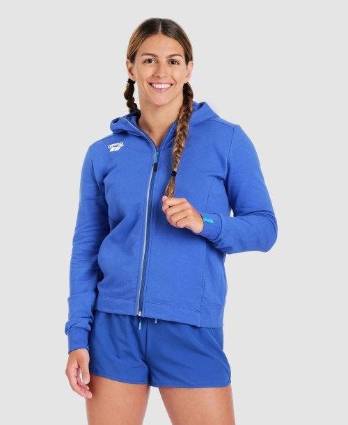 Giacche Donna Arena Team Hooded Jacket Panel Blu Reale | 53418HWUV