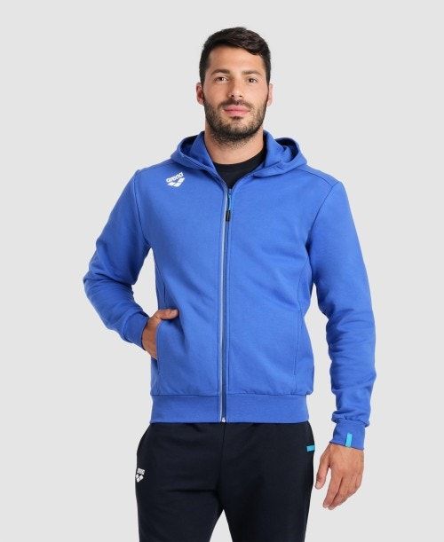 Giacche Uomo Arena Team Hooded Jacket Panel Blu Reale | 84361HVOM