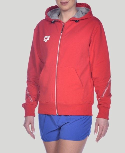 Giacche Uomo Arena Team Line Hooded Jacket Rosse | 98674PZKV