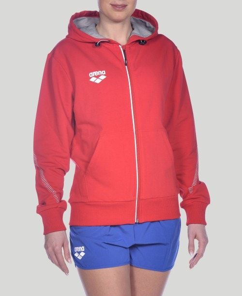 Giacche Uomo Arena Team Line Hooded Jacket Rosse | 98674PZKV