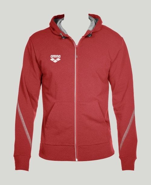 Giacche Uomo Arena Team Line Hooded Jacket Rosse | 98674PZKV