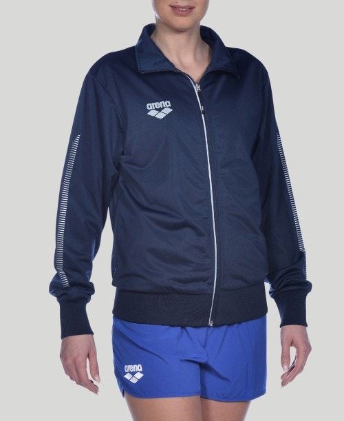 Giacche Uomo Arena Team Line Knitted Poly Jacket Blu Marino | 50893MKDQ