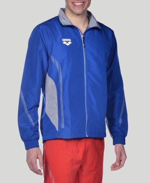 Giacche Uomo Arena Team Line Warm-up Jacket Blu Reale Grigie | 08136UDBV