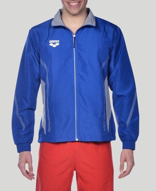 Giacche Uomo Arena Team Line Warm-up Jacket Blu Reale Grigie | 08136UDBV