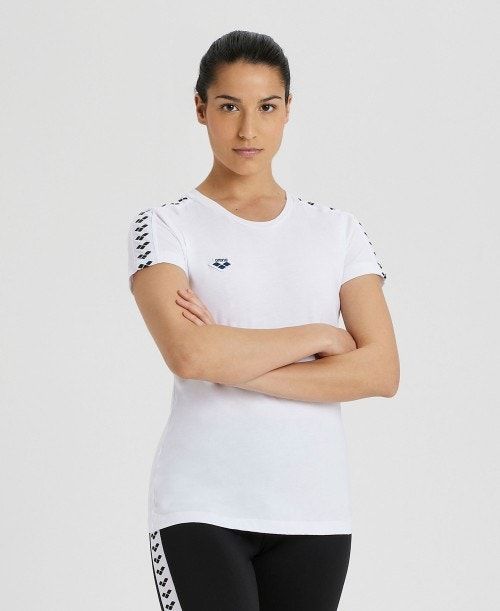 Magliette Donna Arena Team S/S Tee Bianche Bianche Nere | 26804GJIQ