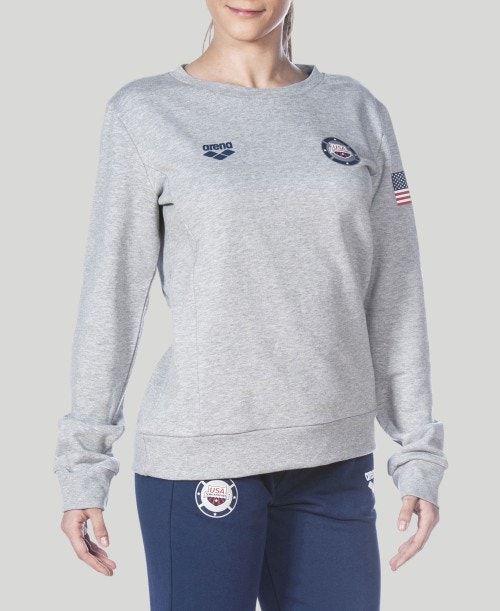 Maglioni Donna Arena Essential Crew Sweat Grigie | 23045CGPW