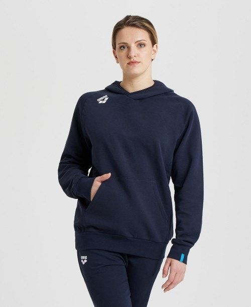 Maglioni Donna Arena Team Hooded Sweatshirt Panel Blu Marino | 67321OHZN